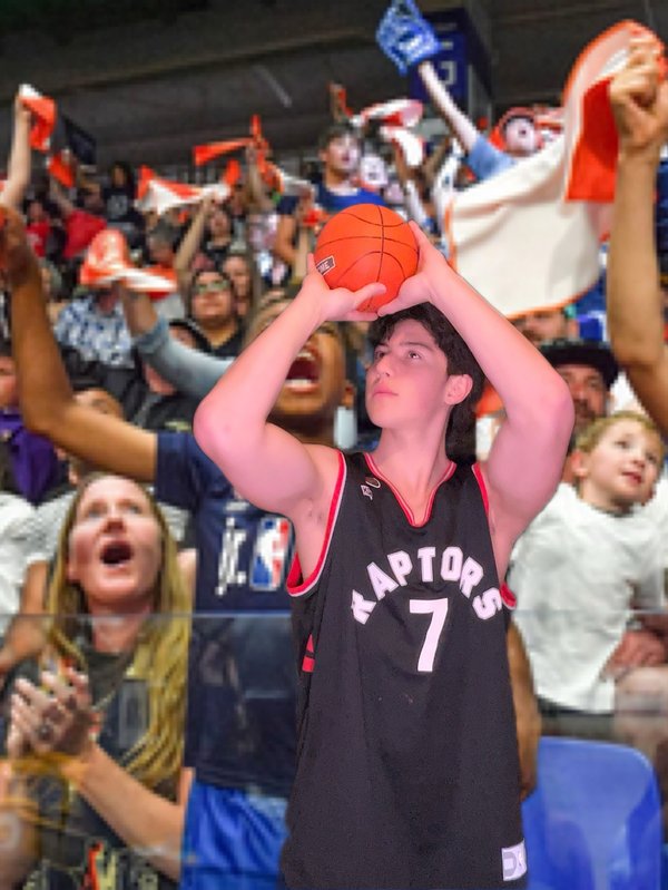 Basketball trading card from sporting event photo booth